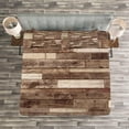 thumbnail image 3 of Ambesonne Wooden Print Quilted Bedspread Set 3 Pcs, Brown Farmhouse Style, King Size, Brown, 3 of 3