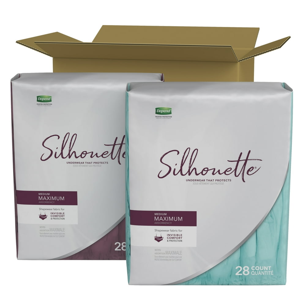 Depend Silhouette Incontinence/Postpartum Underwear for Women, Maximum Absorbency, Medium, Berry