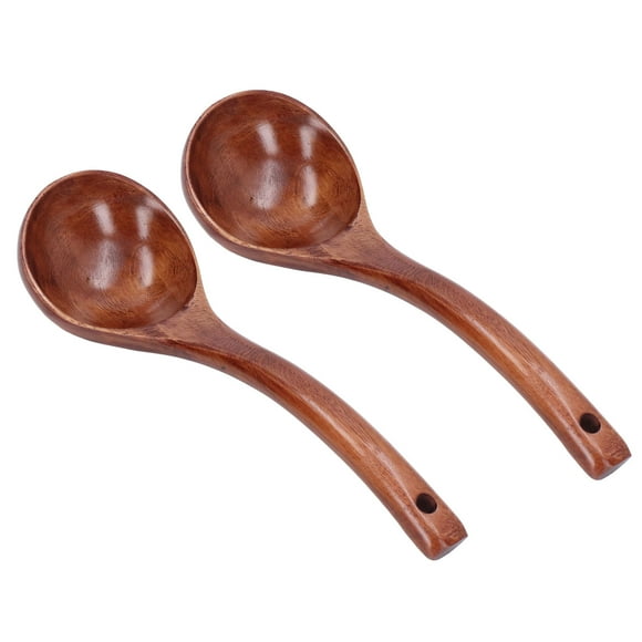 Wooden Scoop Ladle Set for Cooking and Serving - Camphor Wood Spoon with Extended Handle for Easy Use - Beautiful and Practical Kitchen Utensil