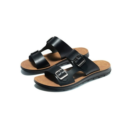 

UKAP Men Summer Beach Slippers Slip On Sandals Flat Casual Shoes Soft Footbed Sliders