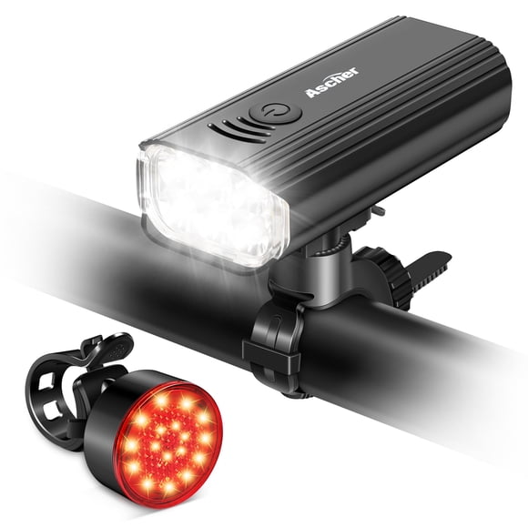Lámpara para bicicleta Ascher HJ-066, recargable por USB, 1000 lúmenes, color negro