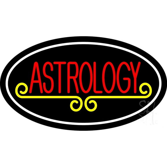 Red Astrology White Border LED Neon Sign 20" Tall x 37" Wide - inches Black Square Cut Acrylic Backing, with Dimmer - Bright and Premium built indoor LED Neon Sign for Storefront.
