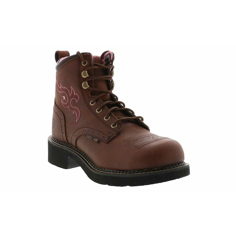 Justin Boots Katerina Tie Women's Safety Toe Boot in Brown, Size