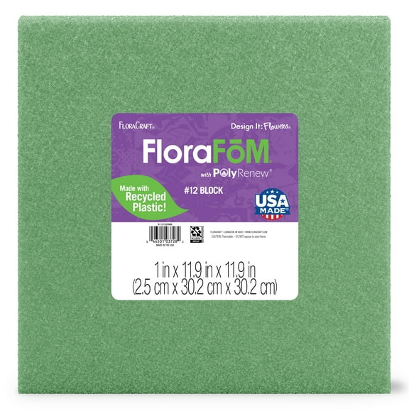 FloraCraft FloraFōM Block 1 inch x 11.9 inch x 11.9 inch Green