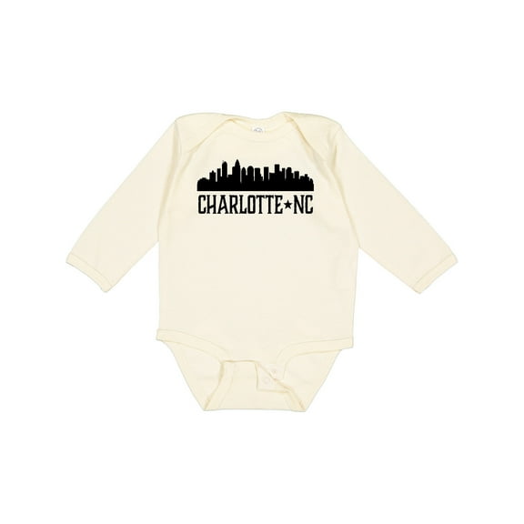 Inktastic Charlotte North Carolina Skyline NC City Boys or Girls Long Sleeve Baby Bodysuit