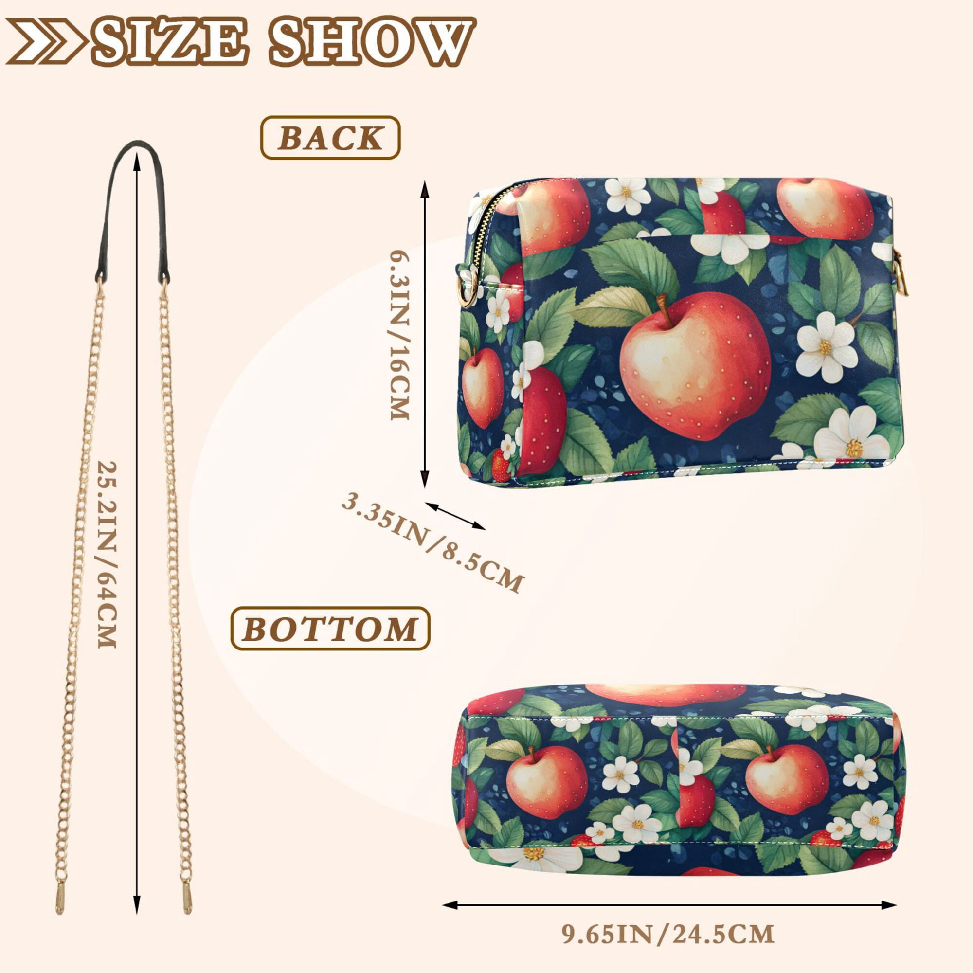 FORMRS Women Crossbody Purse with Chain Strap Vegan Leather Shoulder Handbag, Blue Apple Pattern