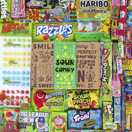 product image of SOUR CANDY ASSORTMENT GIFT BOX - Best Candy Variety Mix Care Package - Unique & Fun Gag Gift Basket - PERFECT For Man Or Woman Who LOVES SOUR Candy
