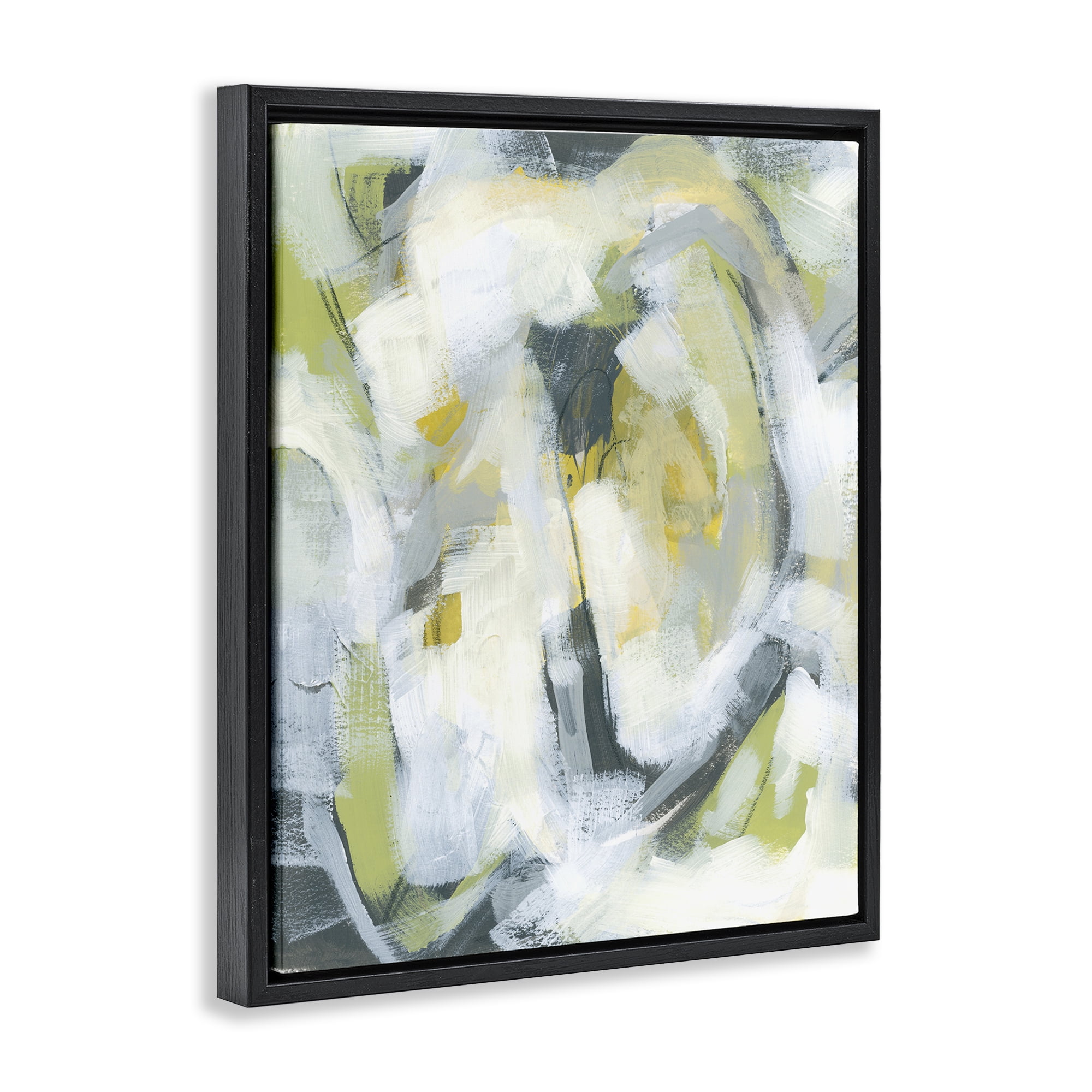 Stupell Industries Complex Abstract Distortion Abstract Painting Black Floater Framed Canvas Art Print Wall Art, 17 x 21