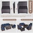 thumbnail image 4 of Kullavik 7PCS Outdoor Patio Furniture Set with 43" 55000BTU Gas Propane Fire Pit Table PE Wicker Rattan Sectional Sofa Patio Conversation Sets,Navy Blue, 4 of 7