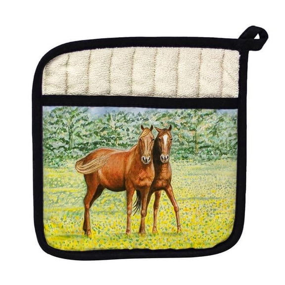 Betsy Drake PT057 Two Horses Pot Holder