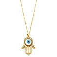thumbnail image 2 of Wellingsale 14k Yellow Gold Polished CZ Cubic Zirconia Evil Eye Necklace - 18", 2 of 5