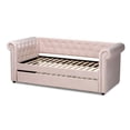 thumbnail image 3 of Baxton Studio Mabelle Light Pink Velvet Upholstered Daybed with Trundle, 3 of 10