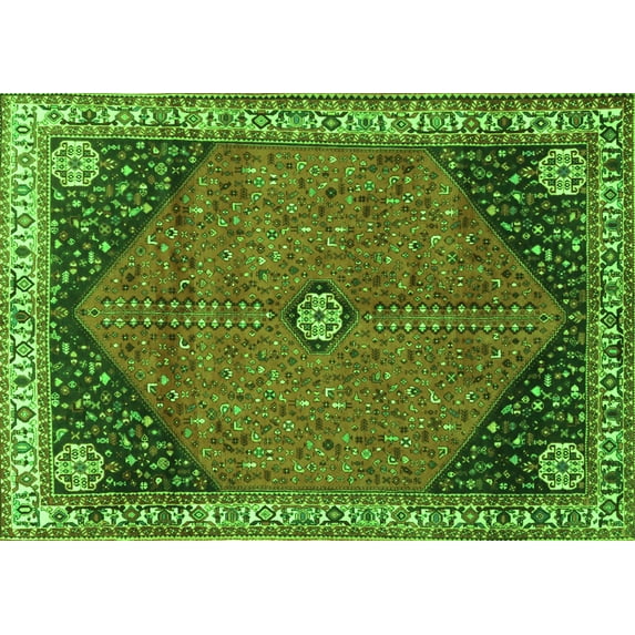 Ahgly Company Indoor Rectangle Medallion Green Traditional Area Rugs, 2' x 3'