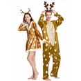 thumbnail image 6 of Men's Christmas Deer Costume, Xmas Jumpsuit Antlers Headband Suit Spotted Onesie Outfit for Adults Man Cosplay Brown XXL, 6 of 7