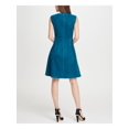 thumbnail image 2 of DKNY Womens Teal Sleeveless V Neck Above The Knee Fit + Flare Dress Size: 8, 2 of 4