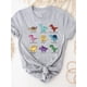 thumbnail image 2 of Camiseta con estampado de dibujos animados de dinosaurios y amor, ropa de verano de manga corta para mujer, camiseta básica gris, camiseta gráfica de moda, 2 of 5