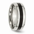 thumbnail image 4 of Solid Stainless Steel Black Enamel 8mm Men's Beveled Edge Wedding Band Ring Size 10.5, 4 of 7