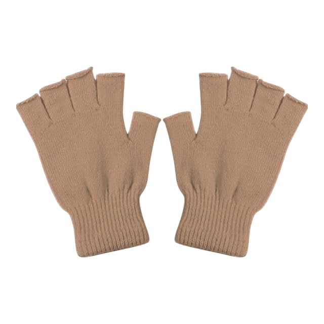 Guantes sin dedos de punto cálidos de invierno para mujer y hombre, mitones de punto