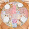 thumbnail image 2 of Pioneer Flower Floral Print Pattern Round Fitted Tablecloth with Elastic Edge,Dining Table Cover Waterproof,Outdoor Round Tablecloth for Camping,Dining,Indoor and Outdoor, 2 of 7