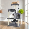 thumbnail image 7 of AIWIKIDE 39.37" Cat Tree Cat Tower with Cat Condo and Big Hammock for Indoor Small Cats,Grey, 7 of 7