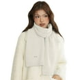 thumbnail image 3 of Women's Solid Color Wool Blend Scarf, Short Length Lightweight Knit Wrap, Soft Warm Neck Warmer, Versatile Fashion Accessory, Casual Everyday Wear, Perfect Gift Idea - White, 3 of 6