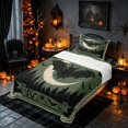 thumbnail image 3 of Homewish Halloween Bat Twin Sheets, Vintage Castle Bedding, Olive Green, 3-Piece (1 Flat Sheet, 1 Fitted Sheet and 1 Pillowcase), 3 of 6