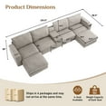 thumbnail image 4 of Wiilayok 153" Oversized U-Shaped Cloud Couch Sectional with Modular Design for Living Room: Comfy Corduroy, Ottoman, USB Port, Cup Holder, Armrest Storage, Side Pocket, Grey, 4 of 10