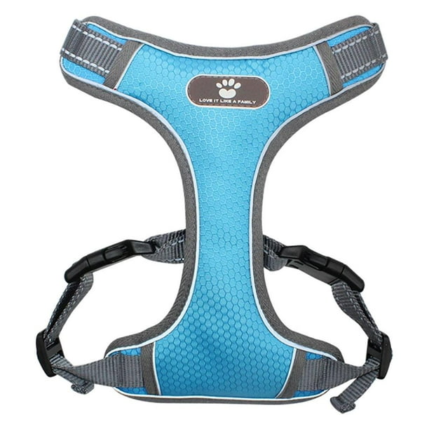 Arnés para chaleco para perros, chaleco reflectante ajustable pecho, arnés para chaleco transpirable con hebilla para perros - Azul claro L