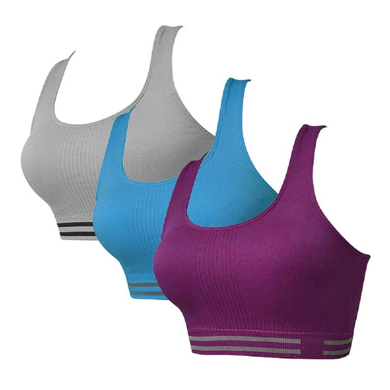 3Pack Women's Breathable Sport Bras Seamless Sleep Bras Yoga Bras  Shock-Proof Running Underwear,Multiple Styles 