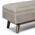 thumbnail image 4 of WyndenHall  Ethan Mid Century Modern Table Ottoman Distressed Grey Taupe 48" W x 18" D x 18.5" H Wood,Faux Leather Square Faux Leather, 4 of 5