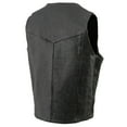 thumbnail image 6 of Milwaukee Leather SH1310Tall Men's Black Leather Classic V-Neck Motorcycle Rider Vest w/ Snap Button Closure 46-Tall, 6 of 7