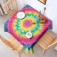 thumbnail image 2 of Colorful Rainbow Tie Dye Spiral Pattern Square Tablecloth,Waterproof Square Table Cover,Wipeable Spillproof Washable Table Cover for Home Kitchen Party Decor 52"x52"(132x132cm), 2 of 6