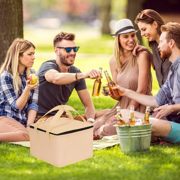 Ikohbadg Insulated Pizza Bag with Aluminum Foil for Food Delivery, Non-Woven Fabric Insulated Cake Bag for Outdoor Events, Camping Refrigerated Bag Lunch Storage for Picnics