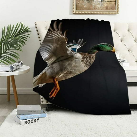 JEUXUS  Mallard Duck Blanket Throw Size,Duck Hunting Themed Blanket for Kids Teens Adults,Mallard Duck Bird Printed Throw Blanket for Bed Sofa Couch,Soft Cozy