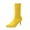 Yellow, variant on Fesfesfes Fuzzy Boots for Women Shoes British Style Fashionable Flock Pointed Candy Color Fine Heels US:6(37)