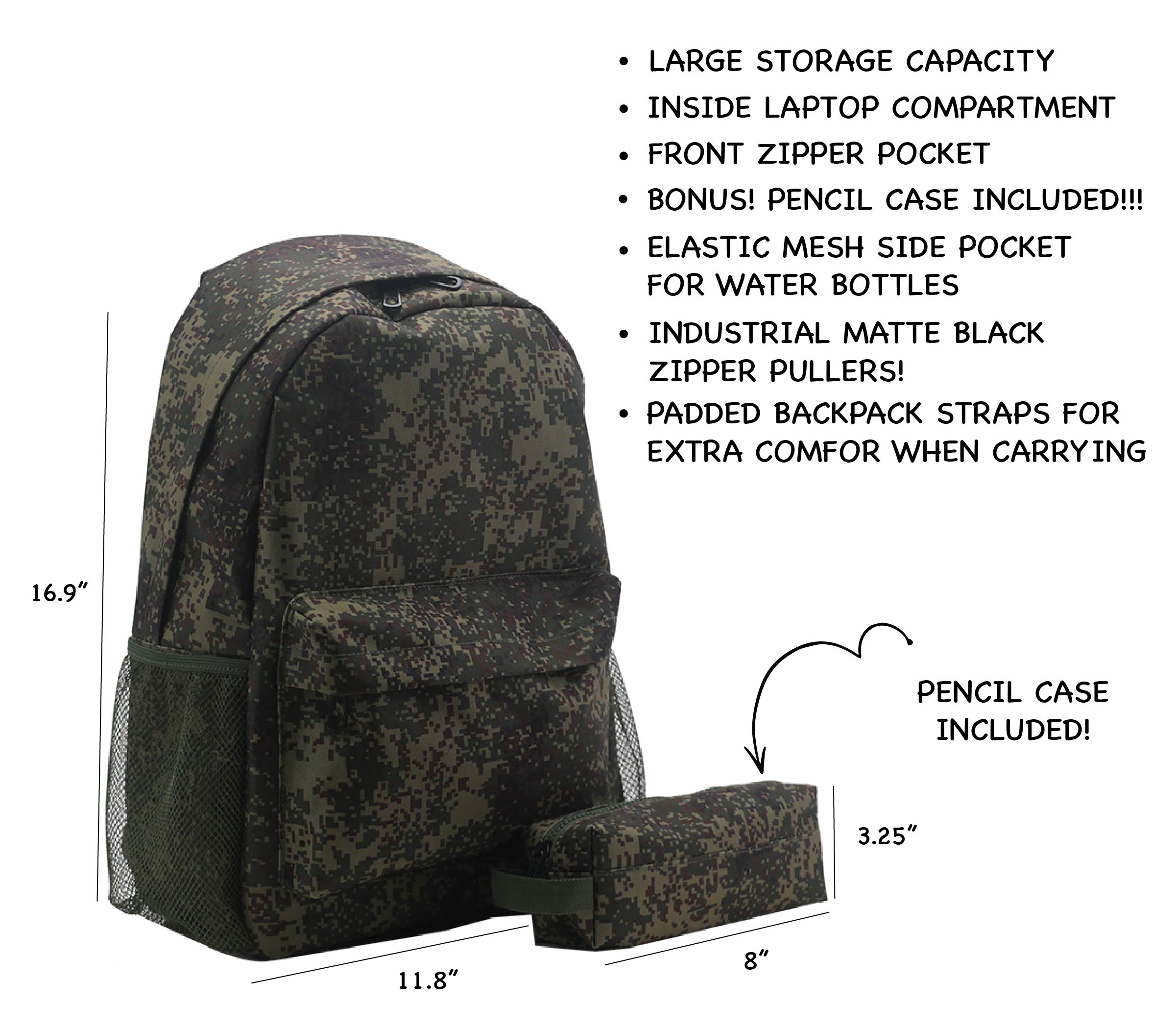 OMG ORGANIZE MY GEAR 2-in-1 Kids Backpack & Pencil Pouch Set, Elementary School Backpack for Kids (Camo) - image 4 of 6