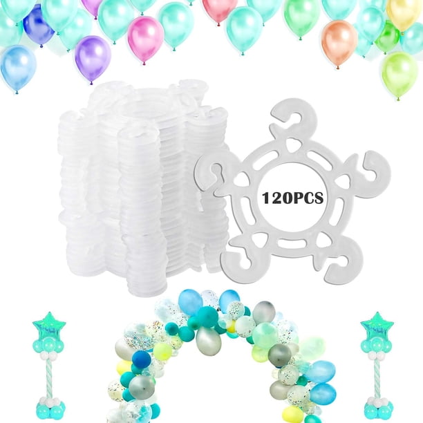 Clips para Globos, 120 Unidades, Conectores Blancos para Arco de Globos Decorativo, Soporte para Columna de Globos y Flores de Globos
