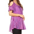 thumbnail image 4 of Sakkas Filipa Womens Cold Shoulder Top Blouse Tie-dye with Corset and Embroidery - Purple - One Size, 4 of 5