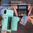 thumbnail image 3 of Wallet Case for iPhone XR, Classic Lychee Texture PU Leather Purse Case with Accordion Card Slots, Protective Crossbody Flip Cover with Zipper Shoulder Strap Lanyard for iPhone XR, Cyan, 3 of 8