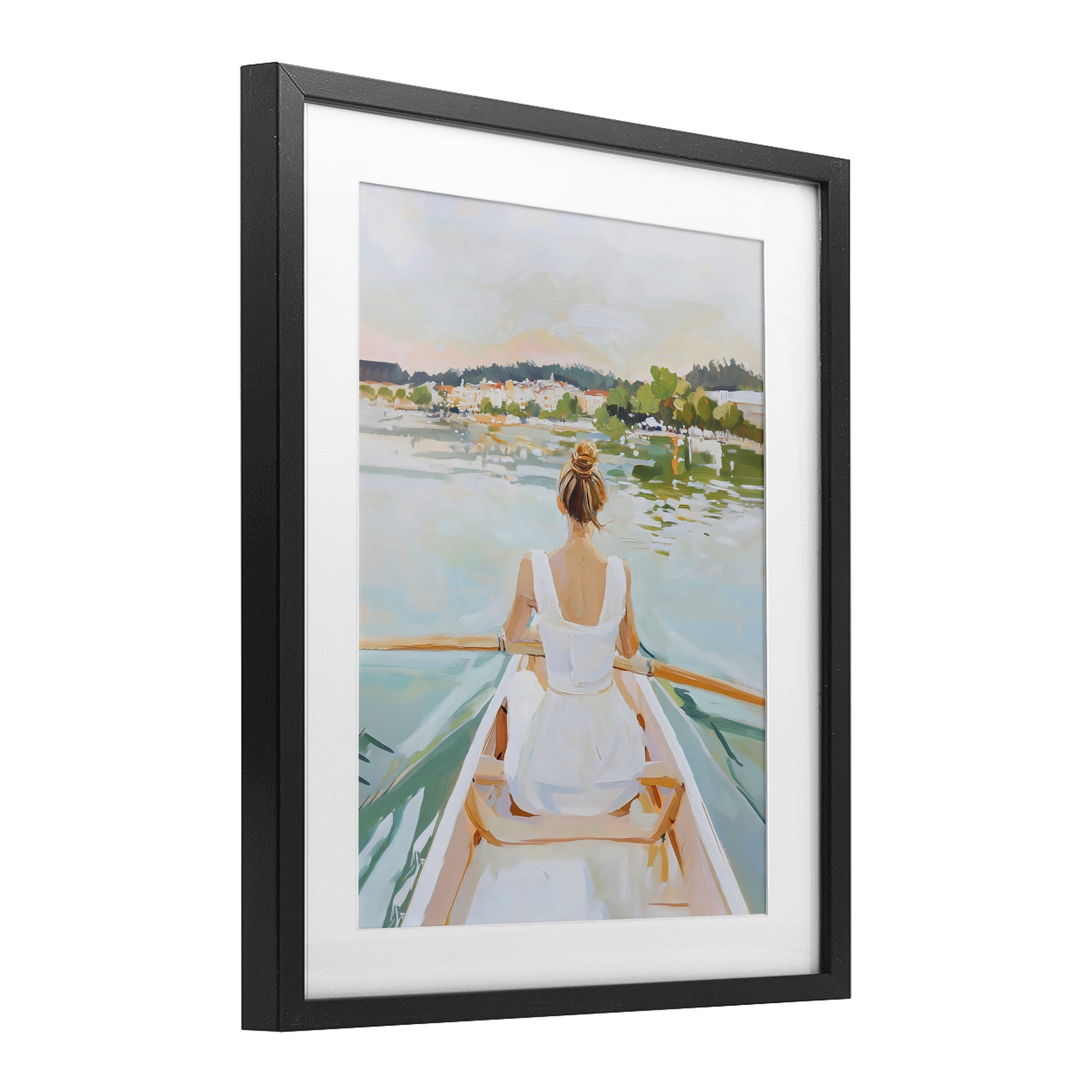 Stupell Industries Girl In Peaceful Canoe Ride Black Framed Print Under Glass, design by The Prints Vibe