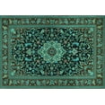 thumbnail image 1 of Ahgly Company Machine Washable Indoor Rectangle Medallion Turquoise Blue Traditional Area Rugs, 2' x 3', 1 of 4