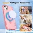 thumbnail image 4 of Dteck for iPhone 14 Case with Screen Protector, Compatible with MagSafe Shockproof Invisible Magnetic Ring Stand Military-Grade Heavy Duty Protection Phone Case, Pink, 4 of 7