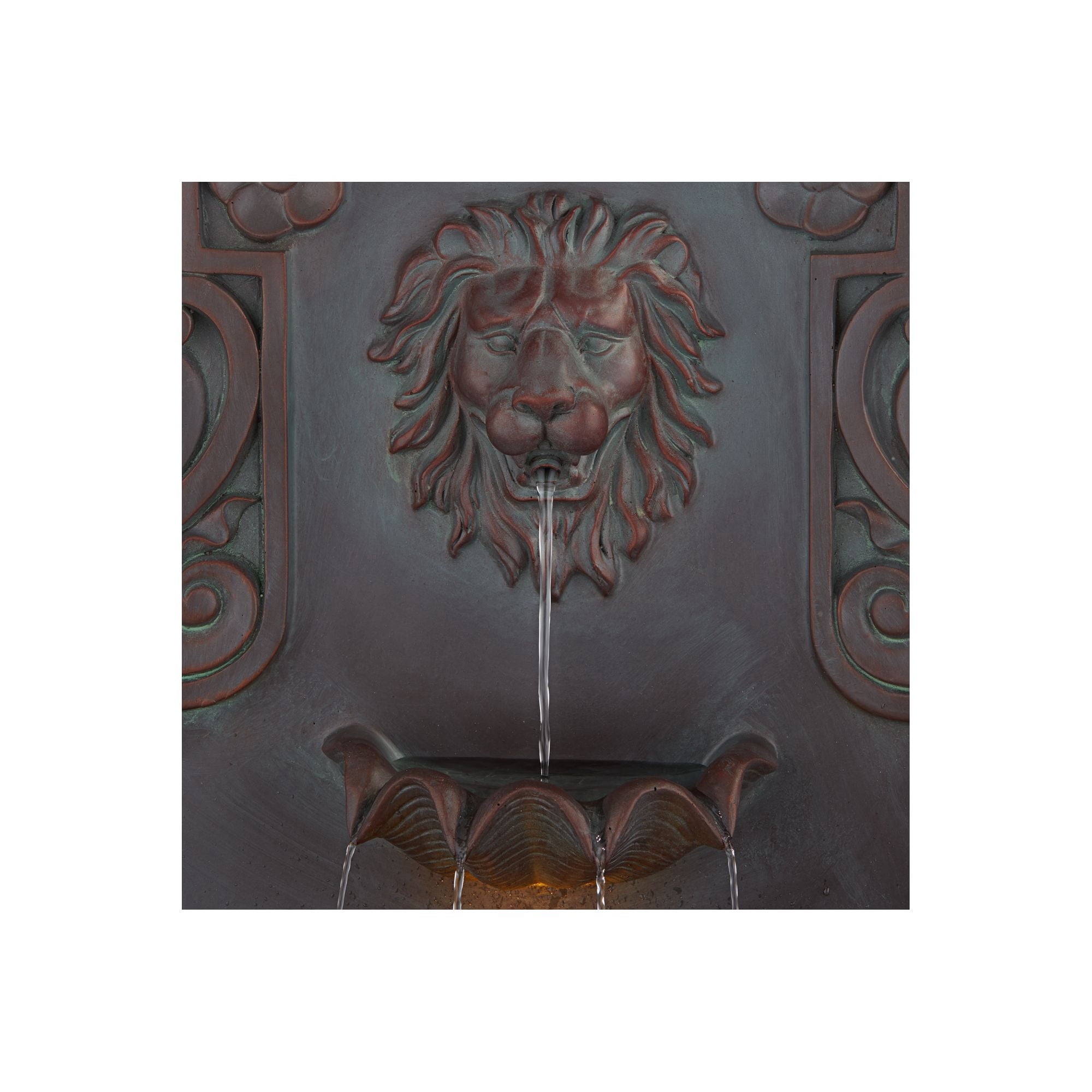 Royal Lion Head 31 1/2" High Large Rustic Indoor Outdoor Decor Bronze Wall Fountain with Light LED Outside