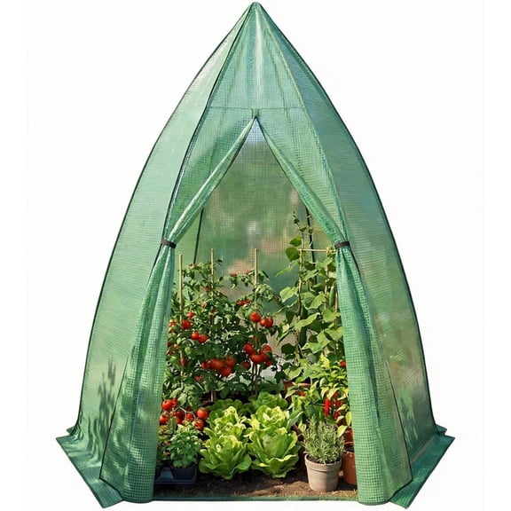 Garvee Mini Portable Greenhouse 54 x 54 x 71 inch, PE Cover with Roll-Up Zipper Door, Green