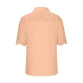 thumbnail image 4 of QLEICOM Women's Summer Lace Tops V-Neck Short Sleeve Shirts Fashion Casual Business Soild Basic Tees Shirts Blouses Orange A 3XL, US Size:14, 4 of 5
