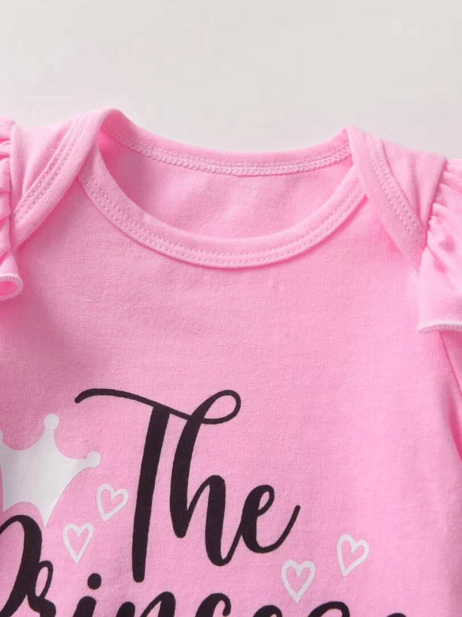 Infant Baby Girl Clothes Letter Long Sleeve Ruffle Romper Floral Print Pants Set 3PCS Pink 0-3 Months