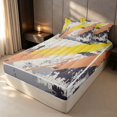 thumbnail image 3 of Erosebridal Orange Yellow Brush Strokes Zipper Twin Comforter Sets with Fitted Sheet and 2 Pillowcases, Grunge Watercolor Zipper Bedding Set, Reversible, 3 of 7