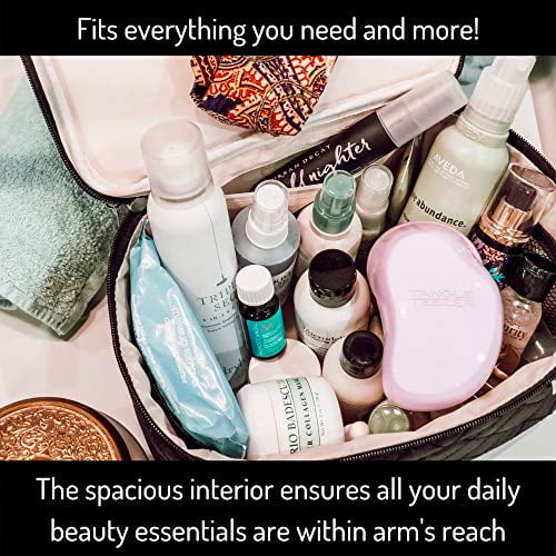 Ellis James Designs Large Travel Makeup Bag for Women Black Make Up Bag for Women Travel Cosmetic Bag Makeup Case Gifts for Women Makeup Organizer Bag Travel Toiletry Bag