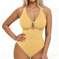 thumbnail image 7 of QUNYINEY Slimming Swimsuit for Women One Piece Tummy Control Solid Monokini Ruched Cutout V Neck Swimwear, 7 of 7