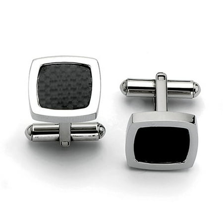 Stainless Steel Polished and Carbon Fiber Cuff Links